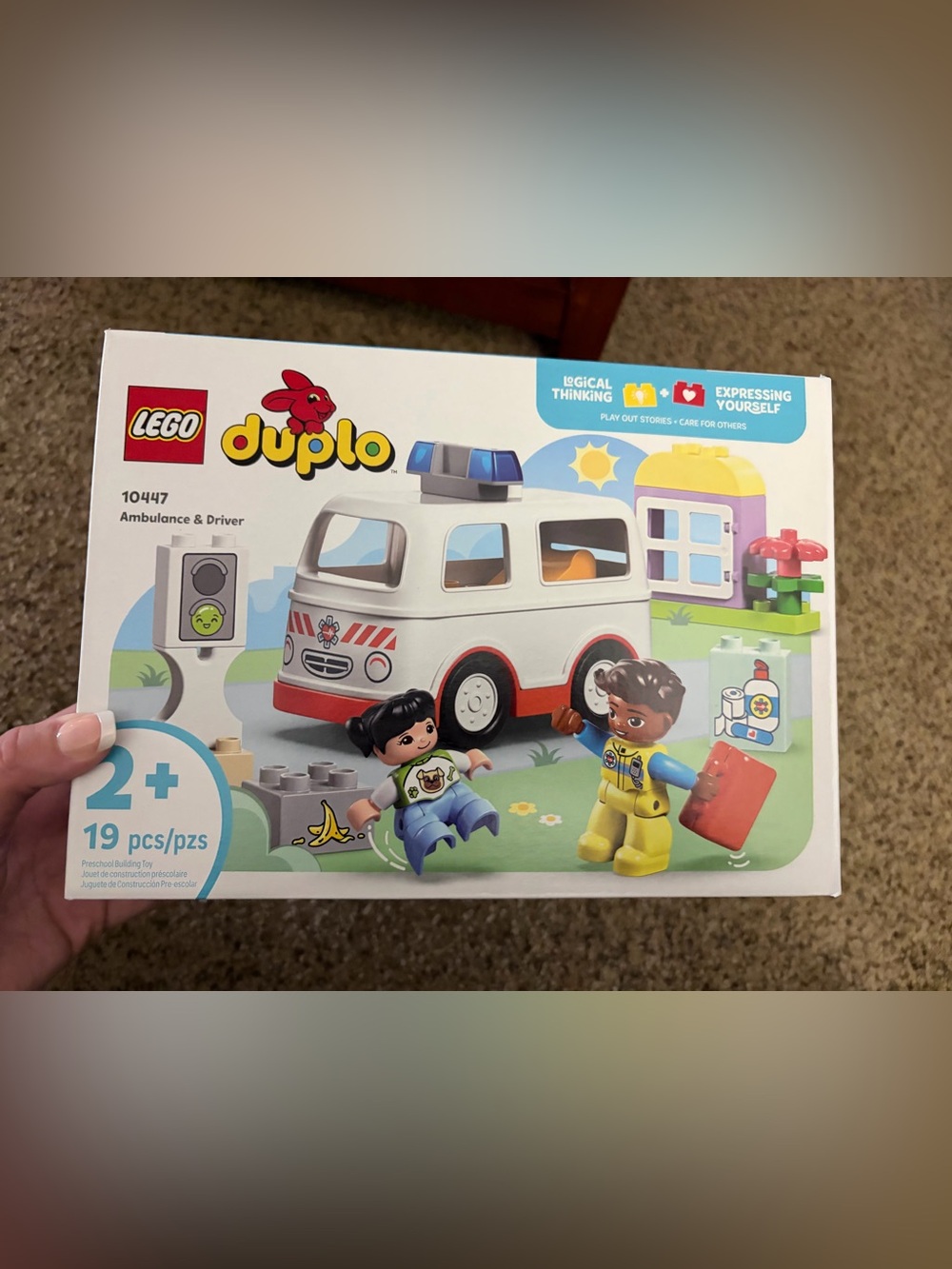 Lego Duplo White & Red Ambulance Playset with Blue Light